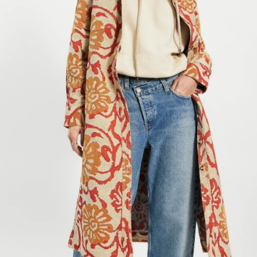 We The Free Brick Lane Jacquard Maxi Shirt Jacket